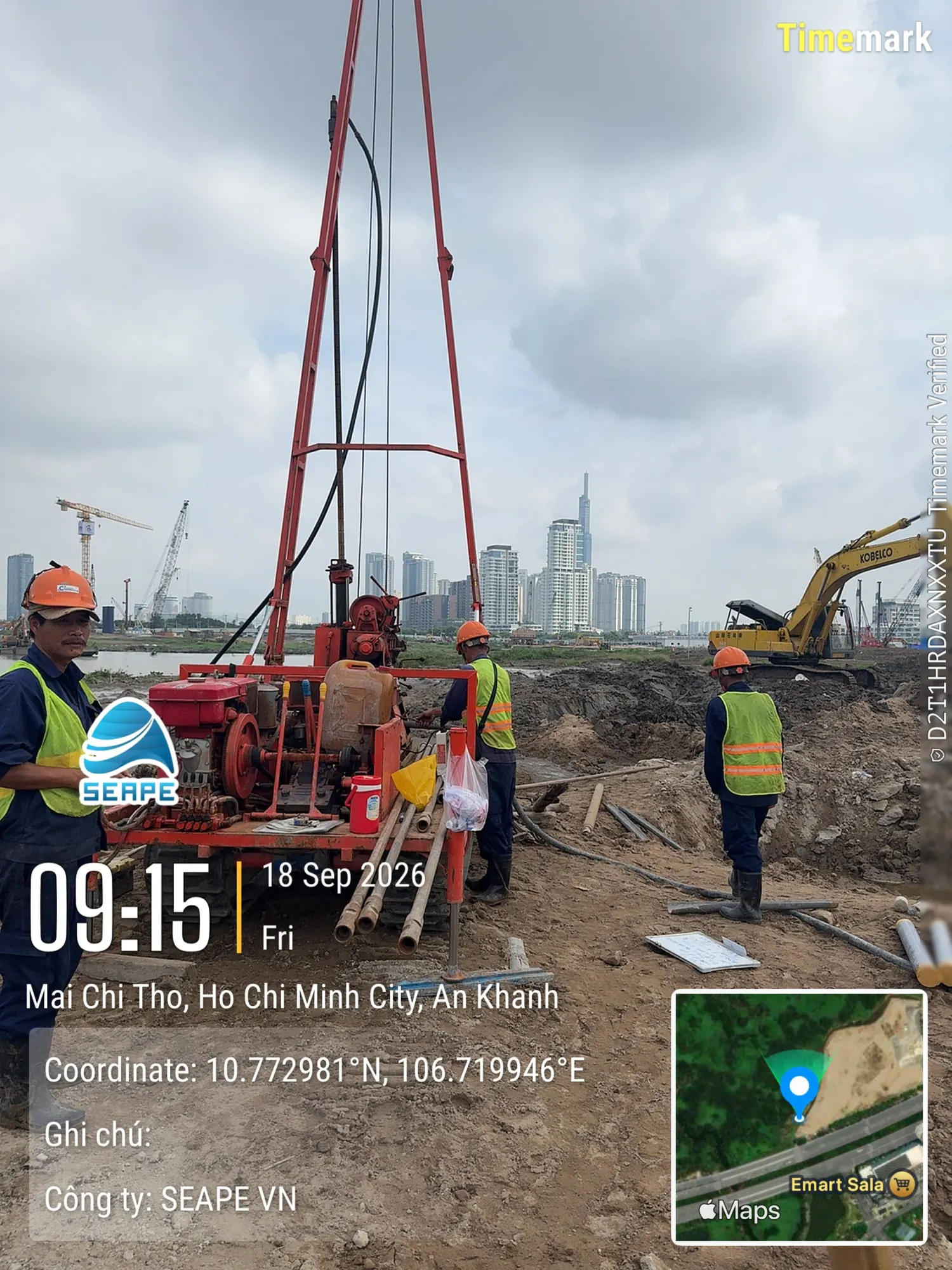 Quảng trường trung tâm và Trung tâm hành chính TP.HCM – Khoan kiểm tra cọc tại hiện trường