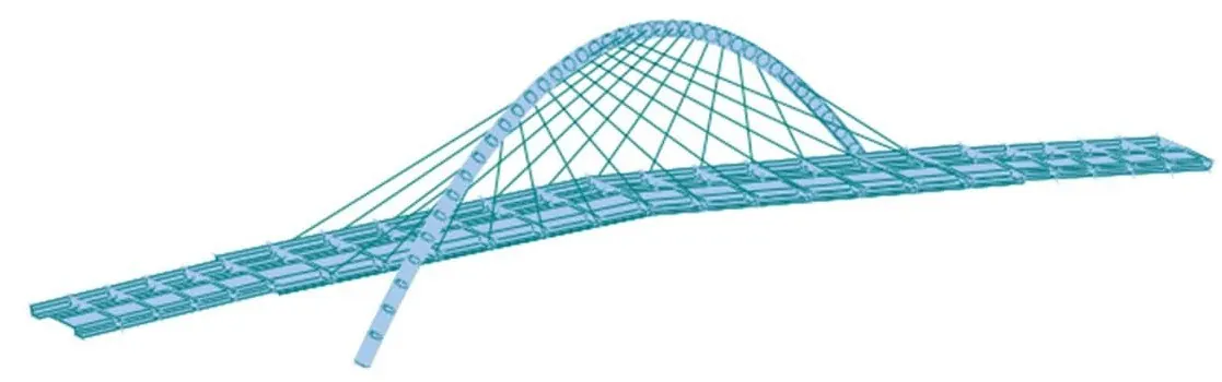Khu đô thị mới Tây Hồ Tây (Starlake) – Cầu đi bộ THT (dài 70 m) – mô hình phân tích kết cấu
